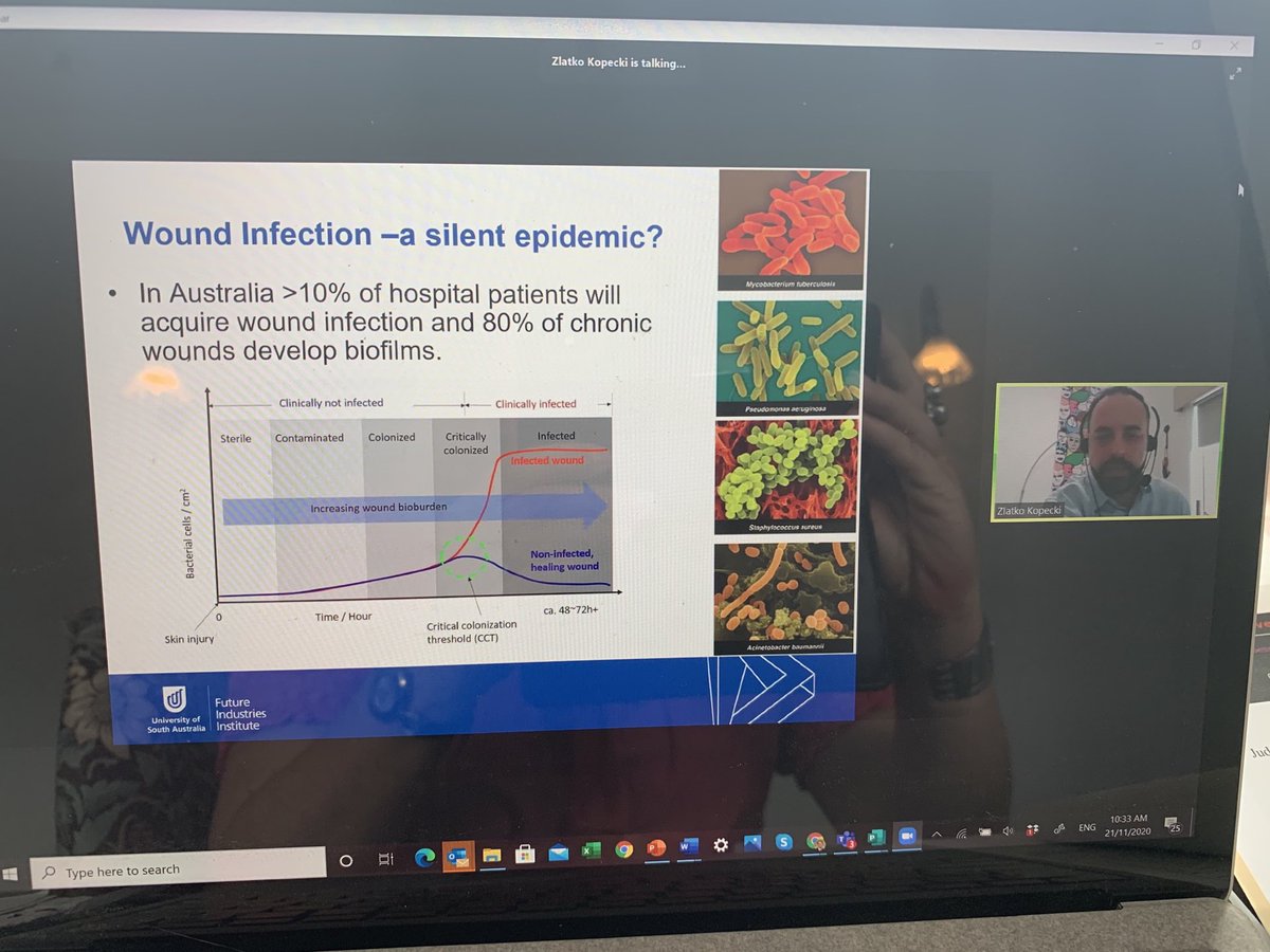 DedeeMurrell's tweet photo. Excellent opening lecture by @KopeckiZlatko on developing 3nm silver nanoparticle hydrogel which disrupts biofilms and improves wound healing at #ASDR2020Virtual Day 2 @AsdrResearch https://t.co/EaROZDoLJs