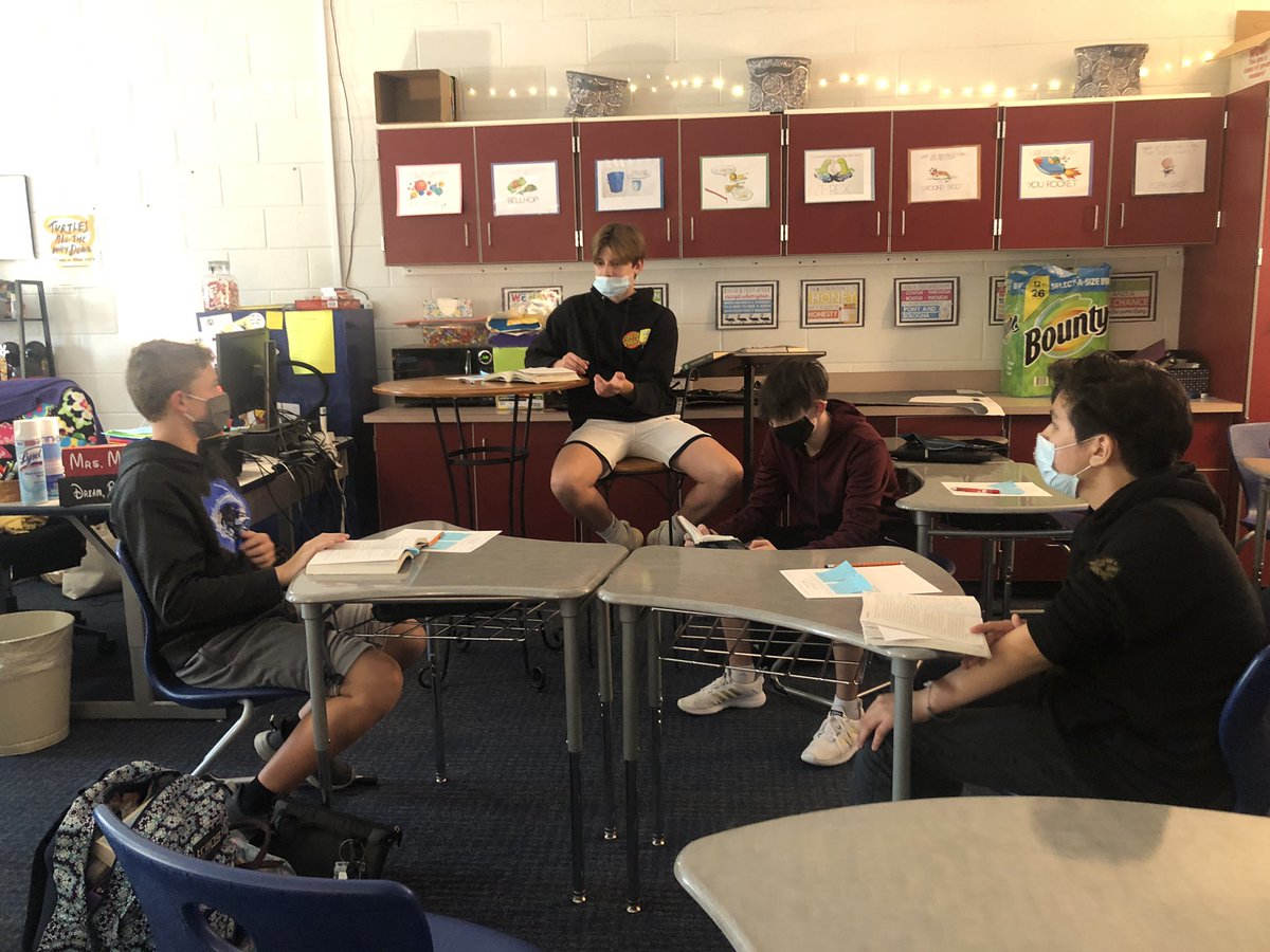treva_hammond's tweet photo. Mrs. Margeson’s 8th graders had their 1st book club meetings. The level of analysis and introspection as well as their respect for each other was something to see. I felt so honored to be a part of their conversations and this classroom community.Full heart. @FMMSJackets https://t.co/21TmI374Ph