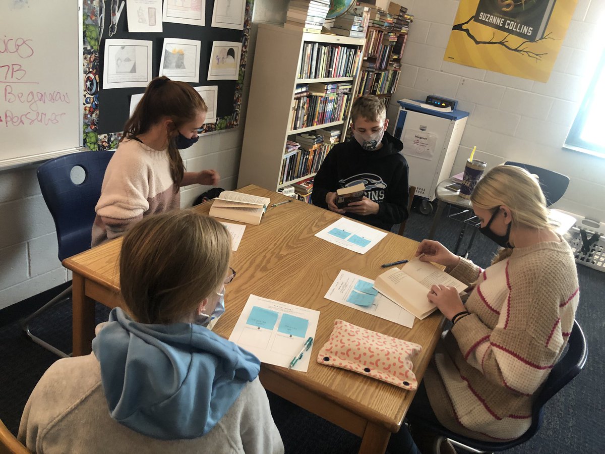 treva_hammond's tweet photo. Mrs. Margeson’s 8th graders had their 1st book club meetings. The level of analysis and introspection as well as their respect for each other was something to see. I felt so honored to be a part of their conversations and this classroom community.Full heart. @FMMSJackets https://t.co/21TmI374Ph