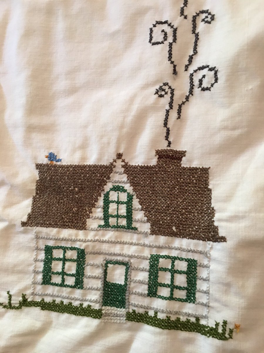 And my favorite and most expensive item: The house apron. Did you know it’s actually a pillowcase? The side with the lace is the case opening. It’s hand embroidered. And is the sweetest thing ever! +