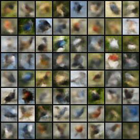 vec_to_nature's tweet photo. I haven't posted in a while, but here are some birds generated by a vae. Will be explaining the math behind it on my website soon. As usual, thanks to @quasimondo for helping me with pytorch implementation. #birds #machinelearning #generative #math https://t.co/Y9uYjgvLlW