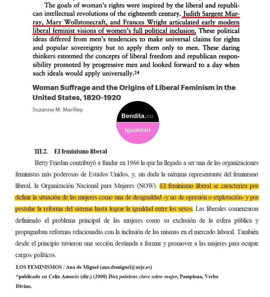 ⛔️ BULO de <a href="/IrantzuVarela/">Irantzu Varela</a>. "El feminismo liberal es un invent... se lo han sacado de la manga las derechas".

❌ FALSO: Es una corriente feminista que tiene sus raíces en las precursoras del movimiento -Mary Wollstonecraft- y en su máximo exponente a Betty Friedan.