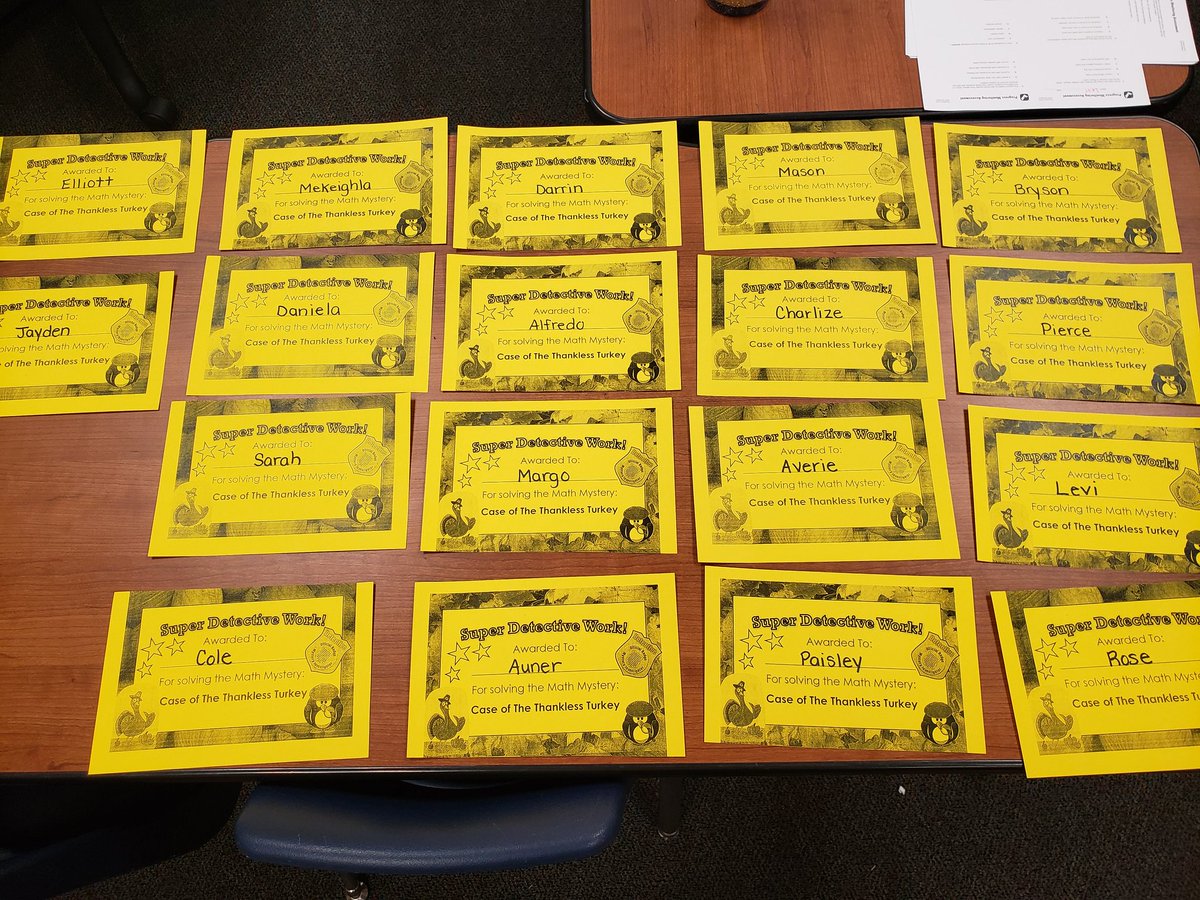 Stacytylerisd's tweet photo. 3rd graders had so much fun solving math problems to solve our Mystery Turkey activity. 😍 https://t.co/Z50RdRcCyE