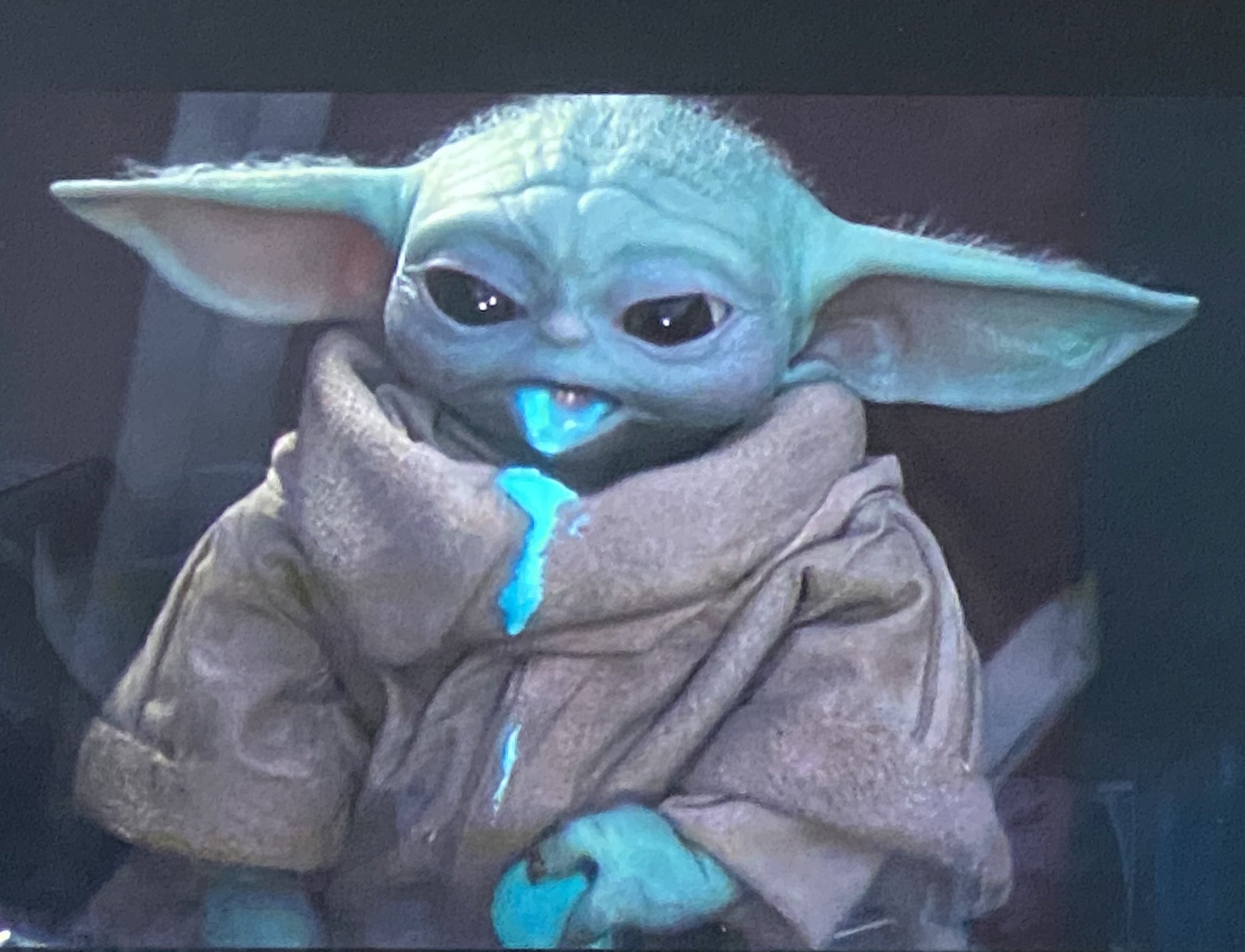 Madison Watt on X: Baby Yoda throwing up blue space macarons is