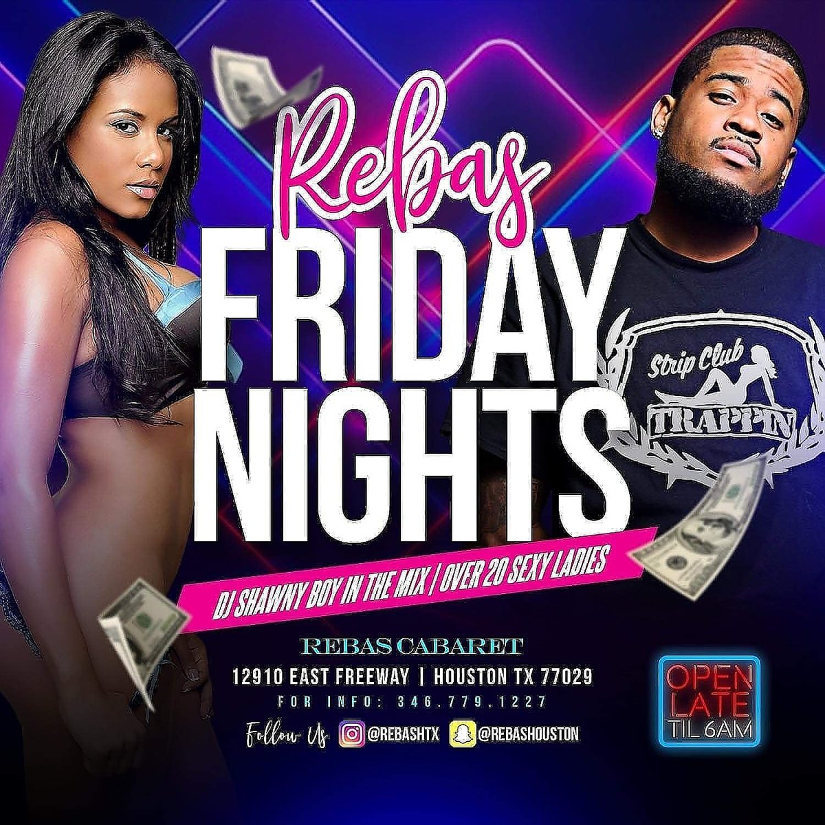 RebasHouston's tweet photo. Rebas Friday nights
BYOB party
Open till 6am
Over 20 sexy ladies 
Come check us out
  
#baytowntx #easthouston #htx #houstonstripclubs #channelviewtx #713nights #rebashtx https://t.co/phtz9Z7ny8