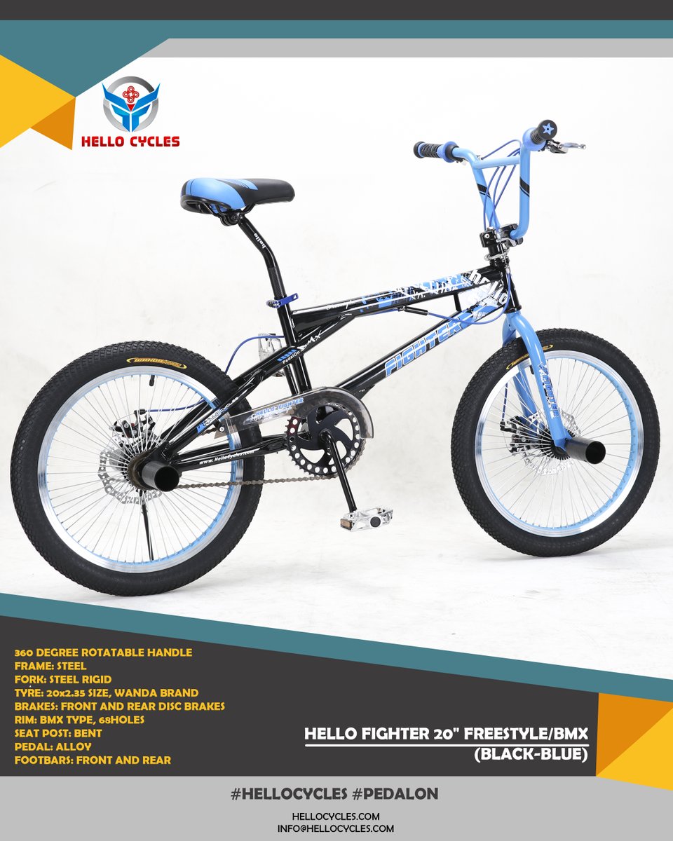 HelloCycles's tweet photo. HELLO FIGHTER 20" FREESTYLE/BMX (BLACK-BLUE)

#HELLOFIGHTER #FIGHTER #FREESTYLE #BMX #BIKES
#FREESTYLENEPAL #BMXNEPAL #BICYCLEBRAND #BRAND 

#HELLOCYCLES #PEDALON 
#HELLOCYCLE #HELLOBICYCLE #HELLO
#BICYCLE #CYCLE #BIKE #CYCLING #RIDE 
#KIDBICYCLE
#NEPAL #KATHMANDU https://t.co/OUheQCRMpf