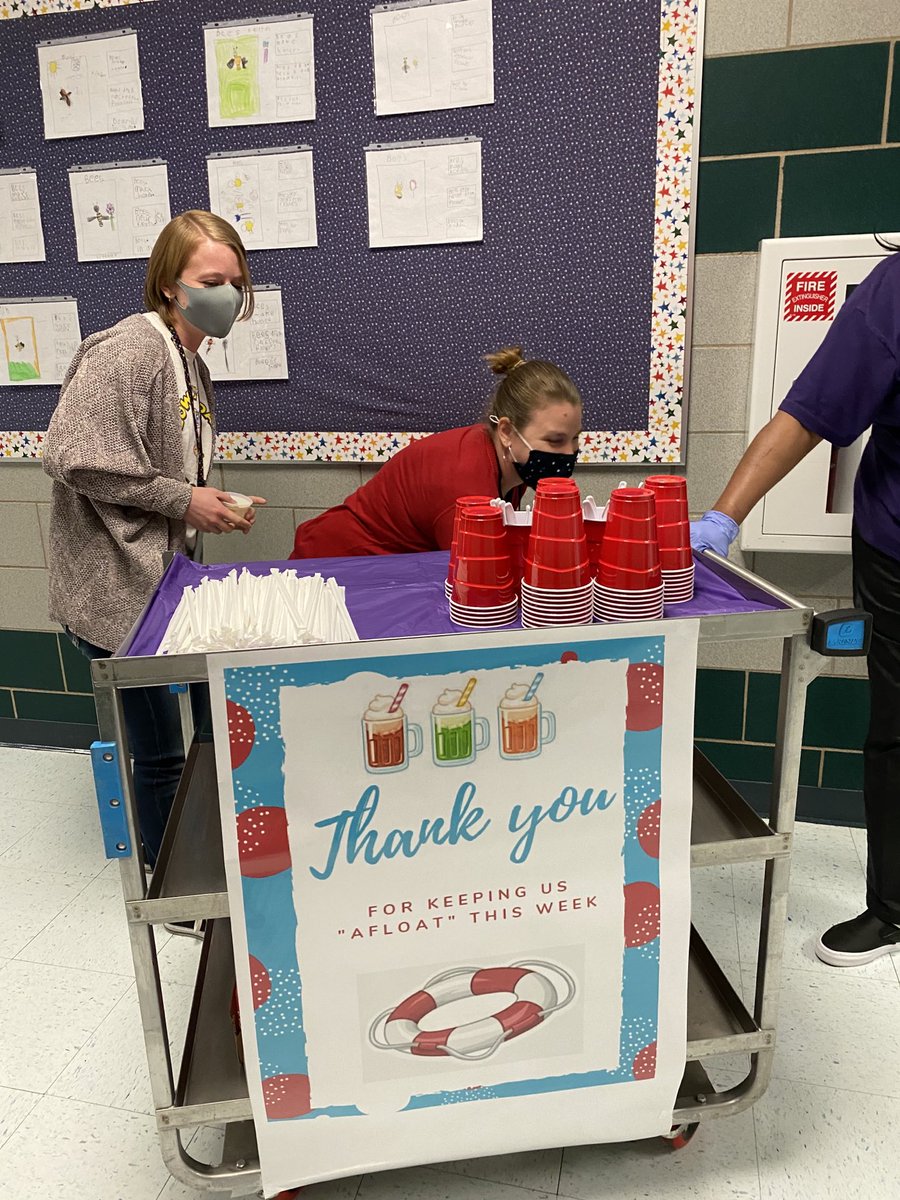 LoweryRoadFWISD's tweet photo. Ice cream float cart to say “Thanks For Keeping Us Afloat”. Blessed to work with this dedicated group of Educators! #TeamLowery https://t.co/bYes2RX0XO