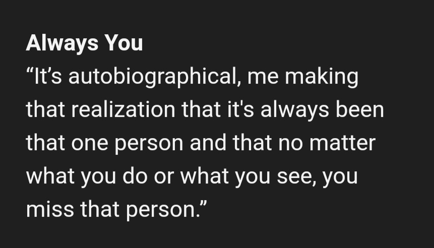 And the signs for the long term relationship are there... for someone he met at 18, for someone he went to Amsterdam without - So very clearly, NOT Eleanor since he met her at 19/20.