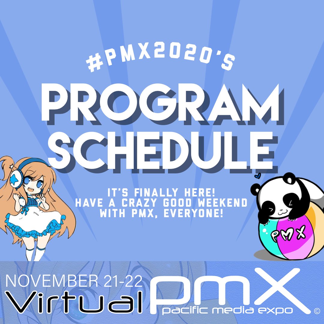 PacificMediaXpo's tweet photo. Our program schedule is live on our website now!

We're so excited to see you all there!

🔥 Complete Schedule: https://t.co/KDFeBAukIH

 #anime #cosplay #jrock #martialarts #prowrestling #gamedevelopment #artists #artistsmarket #dealersmarket #pmx #PMX2020 https://t.co/0qNFp88A1p