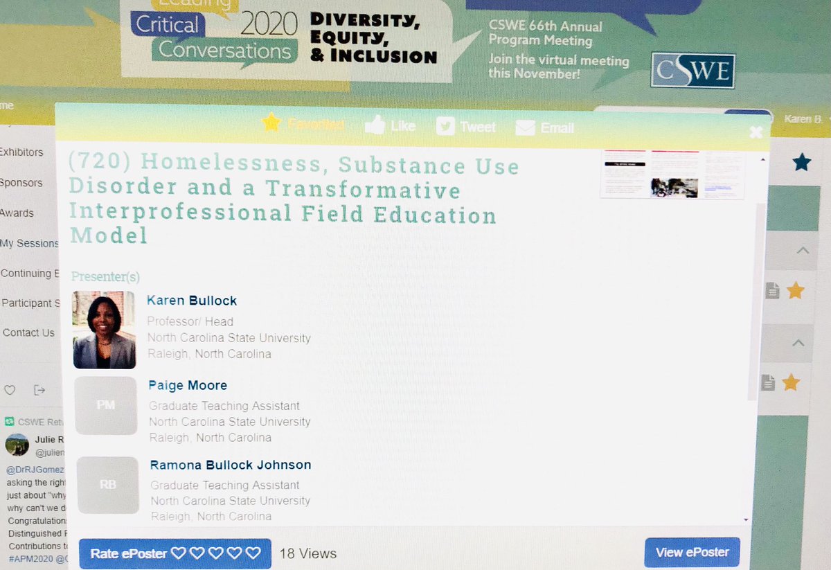 KBulloc2's tweet photo. In case you didn’t get to see or hear about our research during the #APM2020 presentation session today, it’s still available for viewing ⁦⁦@CSocialWorkEd⁩ - I appreciate my co-authors, ⁦@PaigeLaineMoore⁩ and Ramona Bullock-Johnson! https://t.co/gkPpmUMuGy