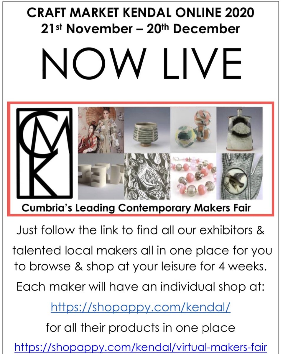@craftmarketkendal online opens today at 9am! Check out shopappy.com/kendal
Shop local from amazing creative businesses and find a unique Christmas present for someone special or just treat yourself! 

#shopappy  #shoplocal #SmallBusiness