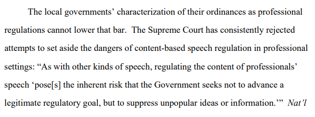 The court concedes this is a controversial area but focuses on the principle that under the constitution's First Amendment, governments cannot police free speech on the basis of its content.