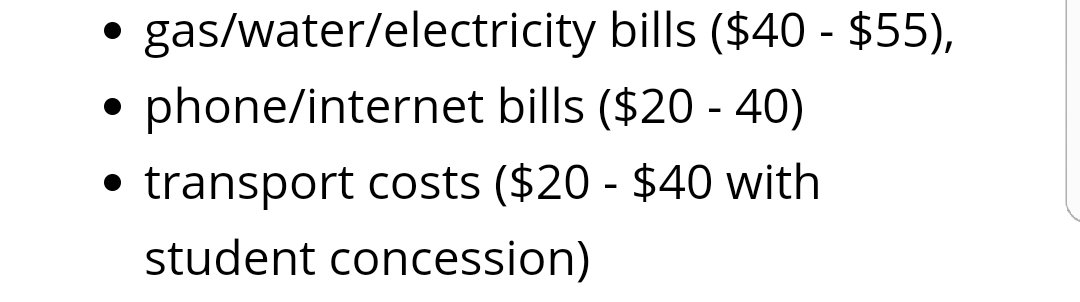 5/ The average spend on (gas/water/electricity), (phone/internet) and (student travel) in Adelaide per week is (at it's lowest) $80 leaving the student -$14.30 to find to require the basics in life to keep their heads above water. Pic below #PizzagateSA  #Covid19SA