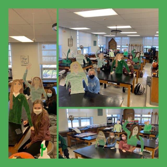 LCCrusaders's tweet photo. Today was last day of in-person @LCCrusaders classes before Montco moves to all-virtual instruction for 2 weeks, In support of their classroom goals Mrs U’Selis Honors Physics freshmen made sure to fill their seats with their smiling faces @AOPS_Schools @NCEATALK @CathSchoolNews https://t.co/jyelEGuflr
