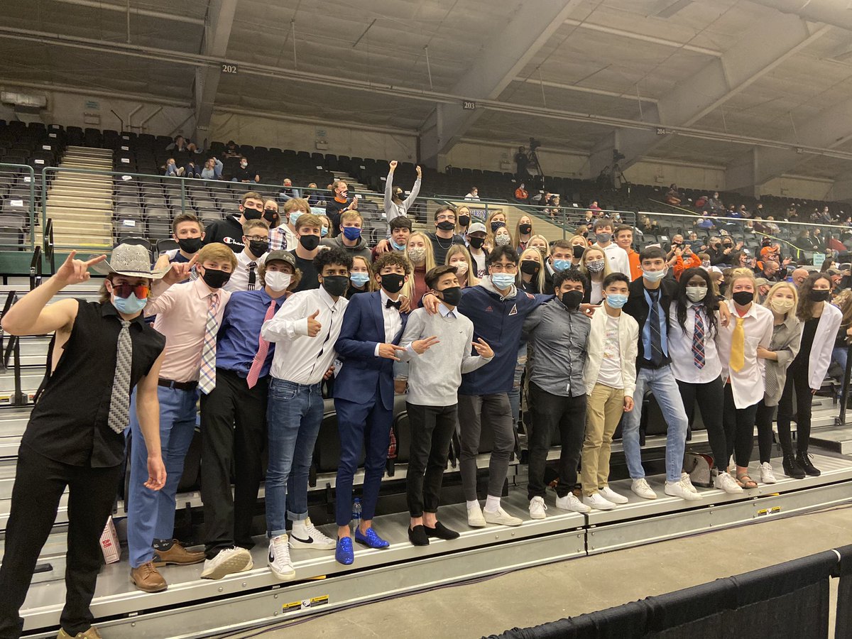 HuronPep's tweet photo. WERE GOING TO THE SHIP WOOT WOOT!!!!!!! AMAZING GAME TONIGHT TIGERS !!!!!! 
BROOKINGS. TMRW @ 7. STATE SHIRTS. 
COME LOUD AND CRAZY, LETS TAKE THE TITLE !!!🥳🏐 https://t.co/pfJ1lnZCc1