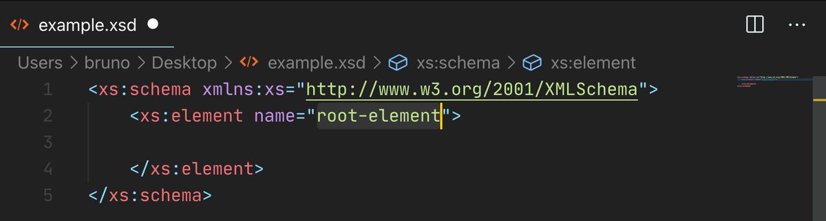 Step 2: create a file called "example.xsd" for your Schema. Save the file and in the editor, type Ctrl+Space and select "New XML Schema". A root element definition will be provided.
