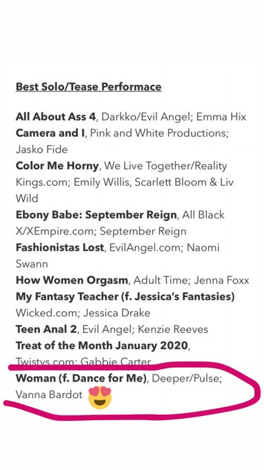 Thank you @AVNMediaNetwork @avnawards for nominating me for Best Supporting Actress, Best Girl/Girl,<a class="tags" href="/tag/avnmedianetwork">@avnmedianetwork</a><a class="tags" target="_blank" title="On Twitter" href="/?out=eyJ0eXAiOiJKV1QiLCJhbGciOiJIUzUxMiJ9.eyJpYXQiOjE3MjAxNzA3MDcsImlzcyI6InR3cG9ybnN0YXJzLmNvbSIsIm5iZiI6MTcyMDE3MDcwNywiZXhwIjoxNzUxNzA2NzA3LCJyZWRpcmVjdF91cmwiOiJodHRwczovL3R3aXR0ZXIuY29tL2F2bmF3YXJkcyJ9.8OsUh9ZWqKRiuHpuDDJAwIK3tvQernW5A6K2_a0Si5G9wl0-DnRaqlcAM1iScGfYkHd3W4XqH1tsldds2ctNtQ">@avnawards</a>