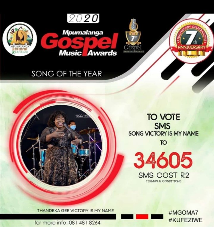 ThandekaGee1's tweet photo. Vote for song of the year @MGOMA 2020
#ThandekaGee
#VictoryIsMyName https://t.co/Ta1H2zWNya