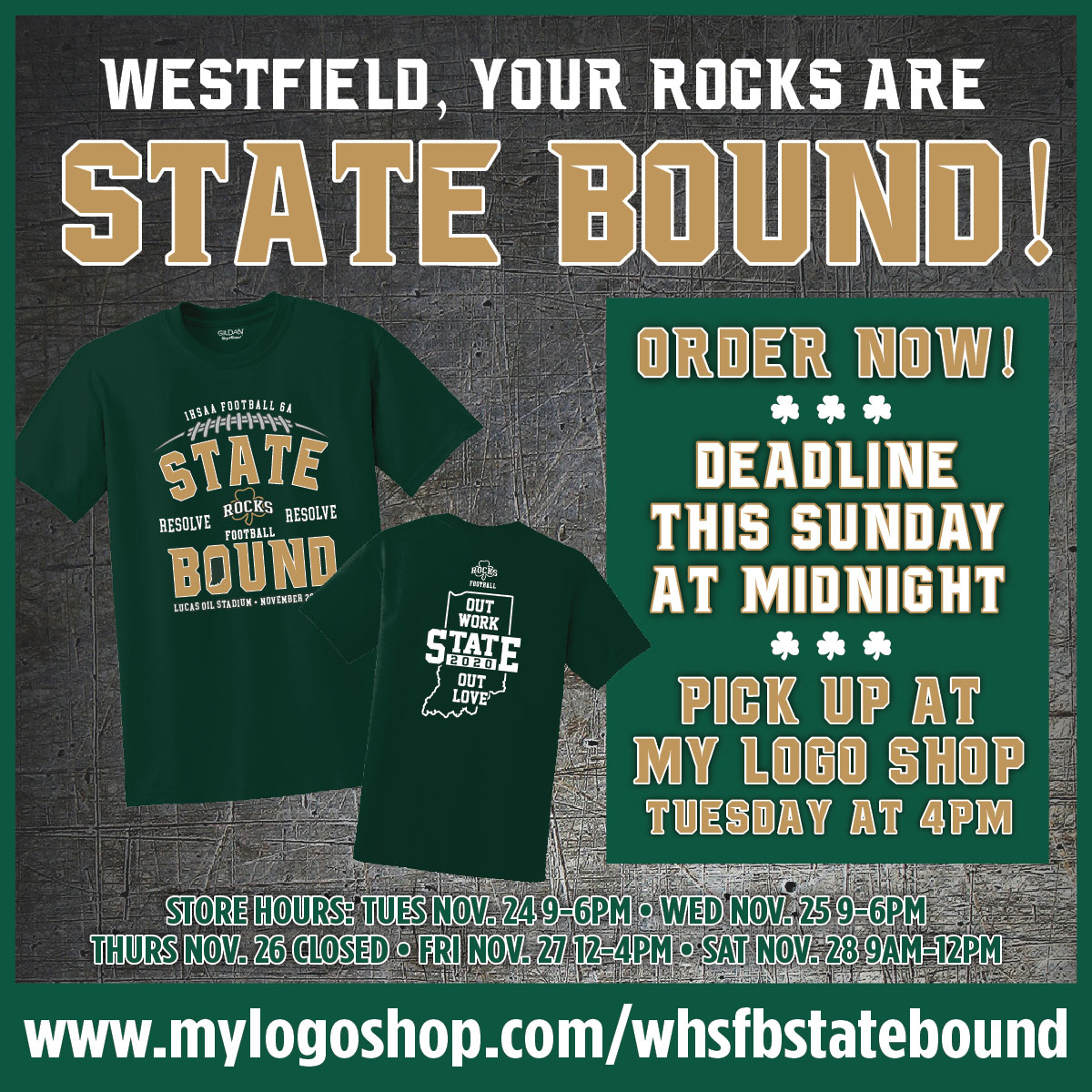 Westfield, Your Rocks Football Team Is State Bound!  Get Your Gear Now!