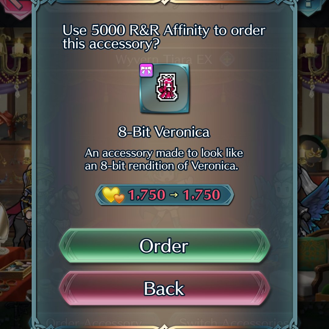 What is the biggest flex in Fire Emblem Heroes you ask?

❌Multiple +10 merged 5* locked units
❌Multiple +10 merged Legendary &amp; Mythic units
❌All arena crowns &amp; AR thrones
❌3k+ F2P Orbs saved up

✅8-bit Veronica accessory that costs 5k R&amp;R Affinity for some reason

😂