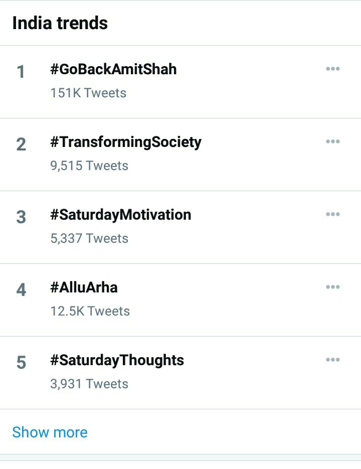 TrendsAlluArjun's tweet photo. #AlluArha is now trending at 4th position in India trends ❤️👌

#Pushpa @alluarjun https://t.co/3yfwYEMU5b