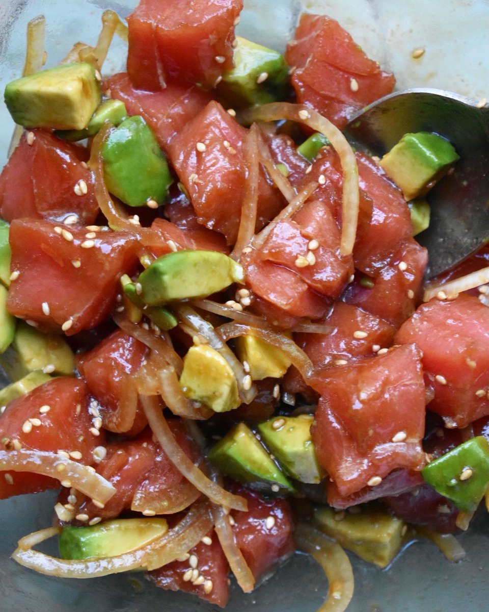 SofritoProject's tweet photo. I raced the sun and spent all day cooking to get two recipes done and lots of prep started for the weekend. I didnβt feel like cooking dinner after cooking so I had some poke. More details over on my IG page! #sofritoproject https://t.co/sWxOqbRpO6