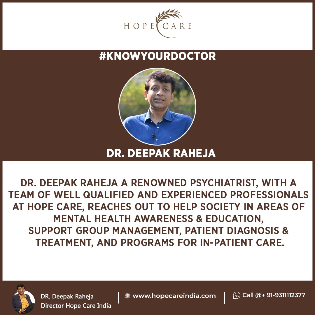 The ultimate aim of Dr. Deepak Raheja with HOPE CARE is to help diminish and eventually eradicate the stigma associated with mental health care and well-being through its resources, and with the support of the community at large.
#mentalstress #lifeisbeautiful #lifeisshort