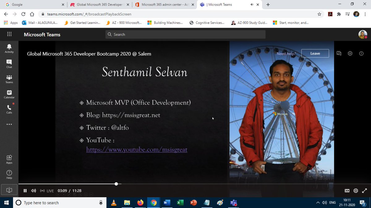 msdevgeeks's tweet photo. We are Live now : Virtual Global Microsoft 365 Developer Bootcamp 2020

Sentthamil Selvan delivering his session in Animation in Sharepoint Framework (SPFx) 
Live Link: https://t.co/YLnd5ESz6a

Kindly Join with us..

#IndiaMVP #MVPBuzz #msdevgeeks
#m365bootcamp #virtualevent https://t.co/XRUMrIkbtg