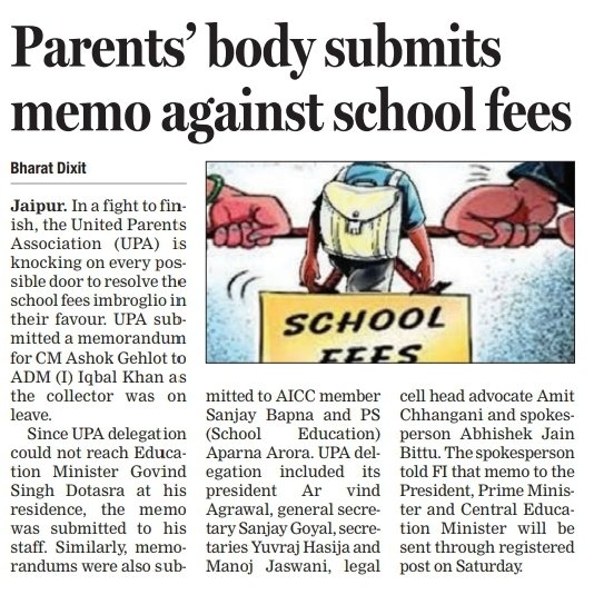 SASRajasthan's tweet photo. Parent's body submits memo against #schoolfees 

@ashokgehlot51
@GovindDotasra

@narendramodi
@DrRPNishank 

@PMOIndia
@RajCMO

@VasundharaBJP
@DrSatishPoonia
@SanjayAzadSln
@hanumanbeniwal

@BJP4Rajasthan
@INCRajasthan
@AAPRajasthan
@RLPINDIAorg

@1stIndiaNews
@BharatD49904454 https://t.co/s0N502fR4l