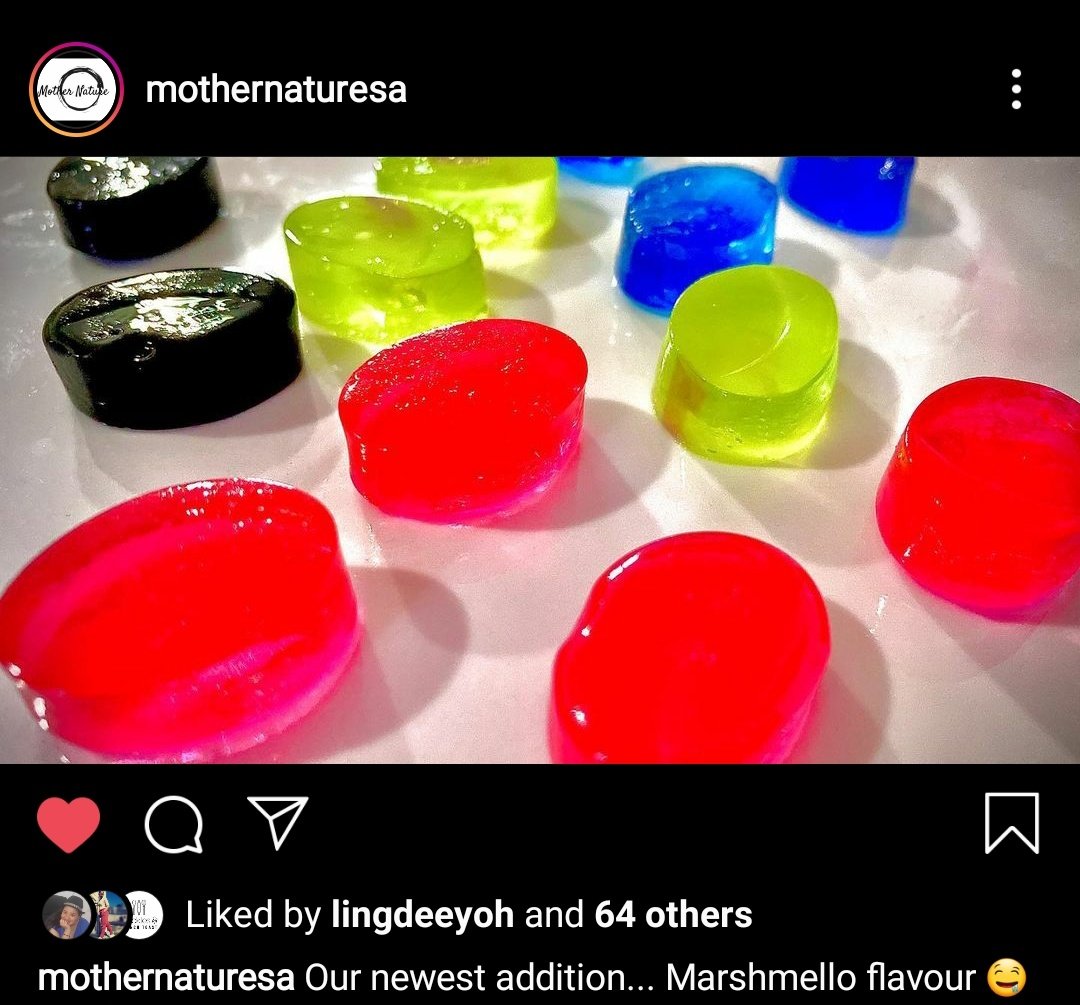  @Nabz3 and her range of CBD products, including edibles, gummies, collagen. Check out her insta:  https://instagram.com/mothernaturesa?igshid=1kovs3njidshv