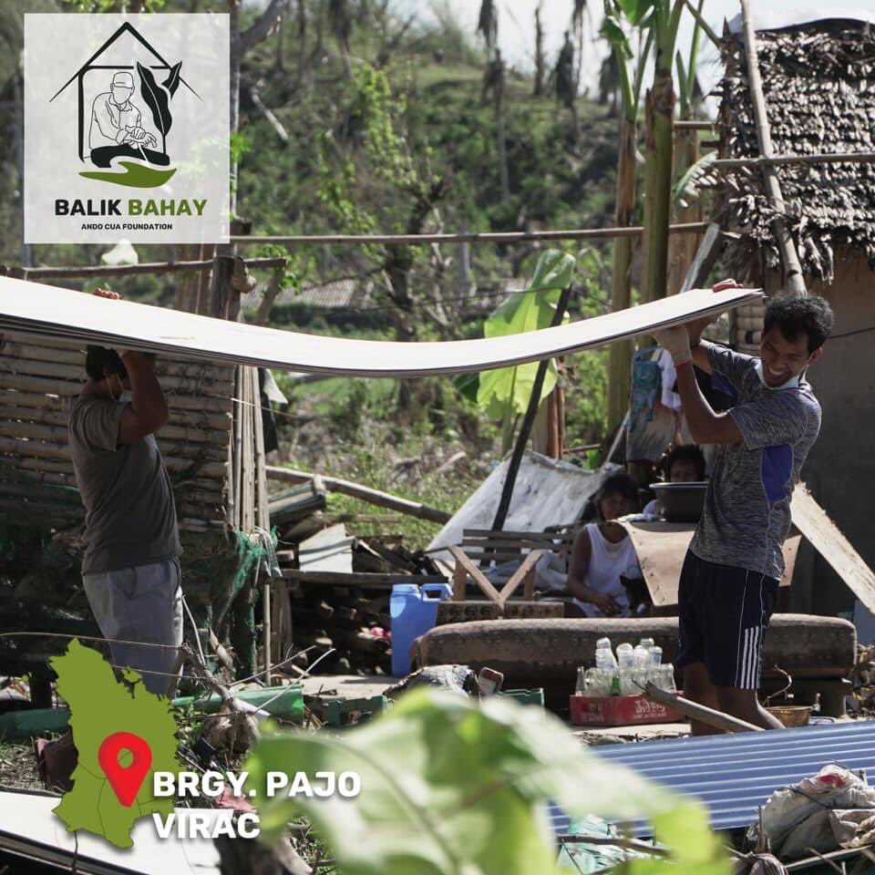 AndoFoundation's tweet photo. #BalikBahayProject Batch 1 to 40 residents of Pajo. 

Nakita natin ang sitwasyon nila noong tayo ay nag hatid ng relief goods. Pajo ang isa sa mga lubos na lumubog sa baha sa bayan ng Virac, bukod pa sa matinding hangin na dala ng #RollyPH https://t.co/8X7PY0WqdT