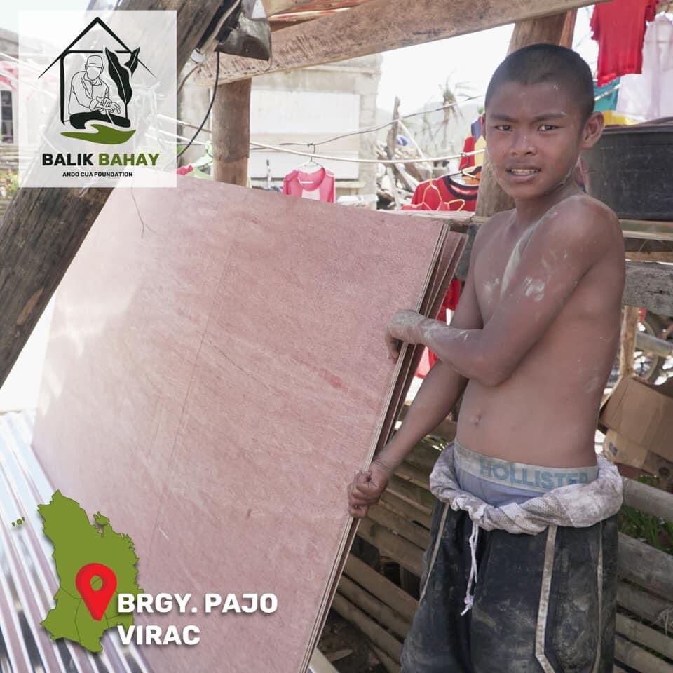 AndoFoundation's tweet photo. #BalikBahayProject Batch 1 to 40 residents of Pajo. 

Nakita natin ang sitwasyon nila noong tayo ay nag hatid ng relief goods. Pajo ang isa sa mga lubos na lumubog sa baha sa bayan ng Virac, bukod pa sa matinding hangin na dala ng #RollyPH https://t.co/8X7PY0WqdT