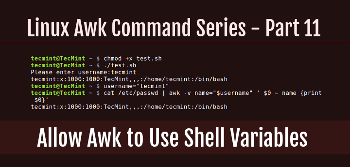 axadletm's tweet image. #awkcommand How to Allow Awk to Use Shell Variables – Part 11 by axadle tinyurl.com/y2jkbb7z