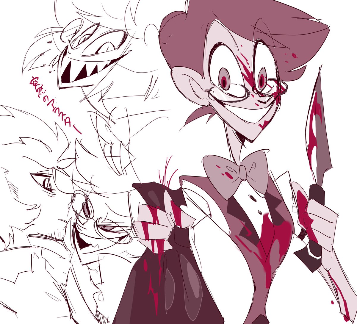 「Human Alastor & Husk
落書き。

 #HazbinHotel」|みそPのイラスト