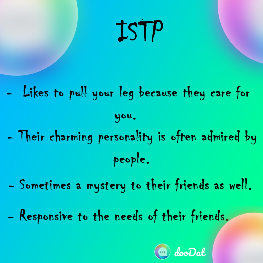 Doodat Each Personality As A Friend Part 3 Istp Isfp Isfj Istj Doodatapp Intj Intp Entj Entp Istj Isfj Estj Esfj Istp Isfp Estp Esfp Mbtimemes 16personalities Mbti