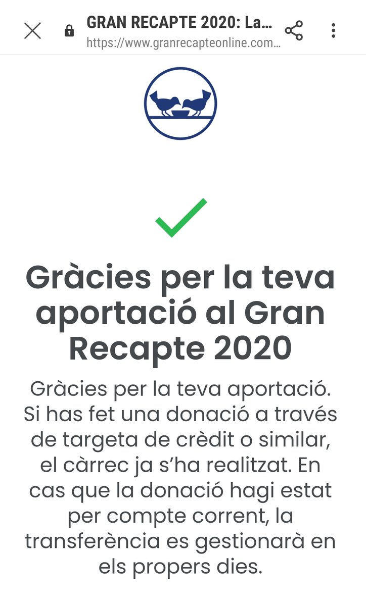 granrecapteonline.com
Si pots, fes una aportació. 
<a href="/GranRecapte/">Gran Recapte</a>