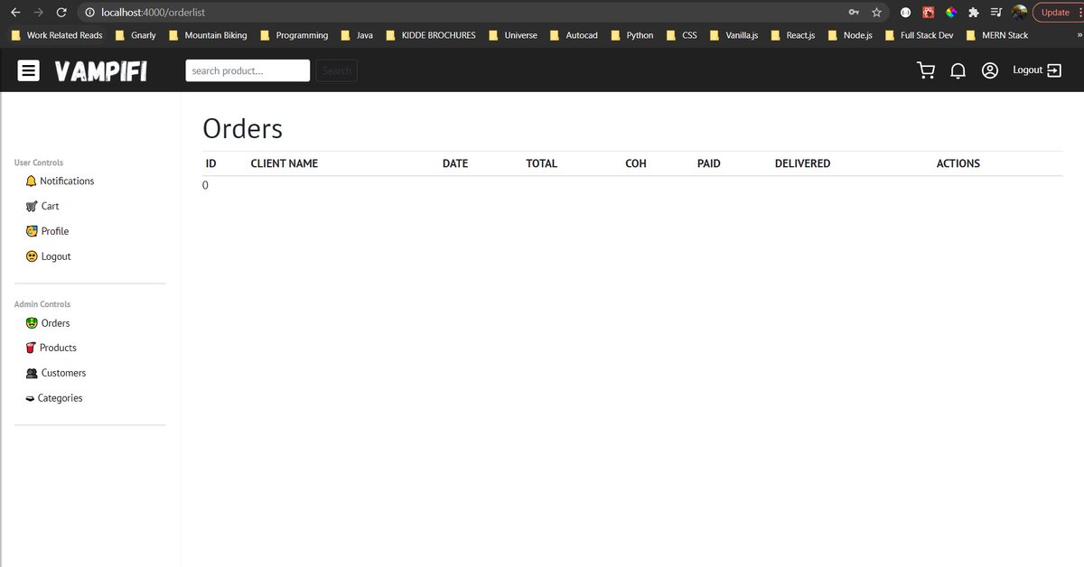 darrelldotdev's tweet image. MERN Stack Flipkart Clone
update no. 2
frontend:
- filled up sidebar with working links
- implemented user, product and orders lists screens
That will be it for today 🙂