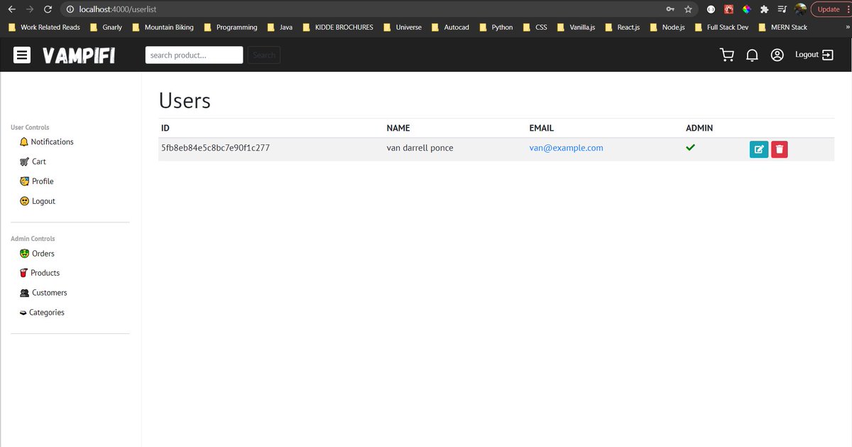 darrelldotdev's tweet image. MERN Stack Flipkart Clone
update no. 2
frontend:
- filled up sidebar with working links
- implemented user, product and orders lists screens
That will be it for today 🙂