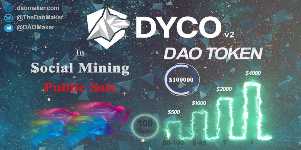 <a href="/TheDaoMaker/">Bullish By DAO</a>  is implementing #DYCO  v2.
In Social Mining $100 000 USD, Top 100 users will receive a spot in the only #DAOMaker #publicsale. 
See details here: 👇 medium.com/daomaker/dao-m…