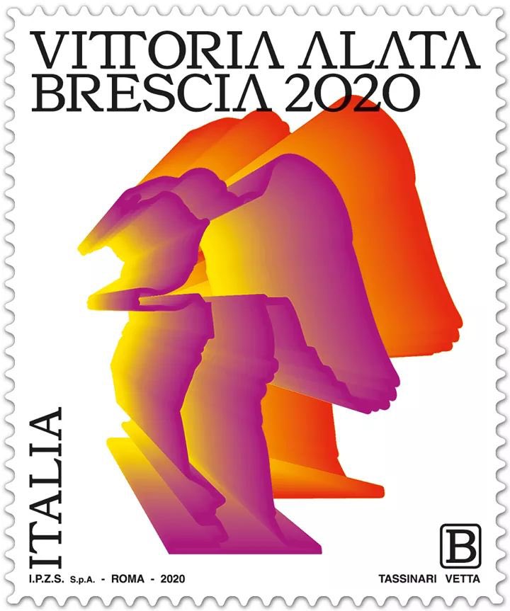 Here we are! The new stamp for Vittoria Alata Brescia 2020 with our design launched today.
#vittorialatabrescia, <a href="/BresciaMusei/">Fondazione Brescia Musei</a>, @PosteNews, <a href="/IPZS/">Poligrafico e Zecca</a>