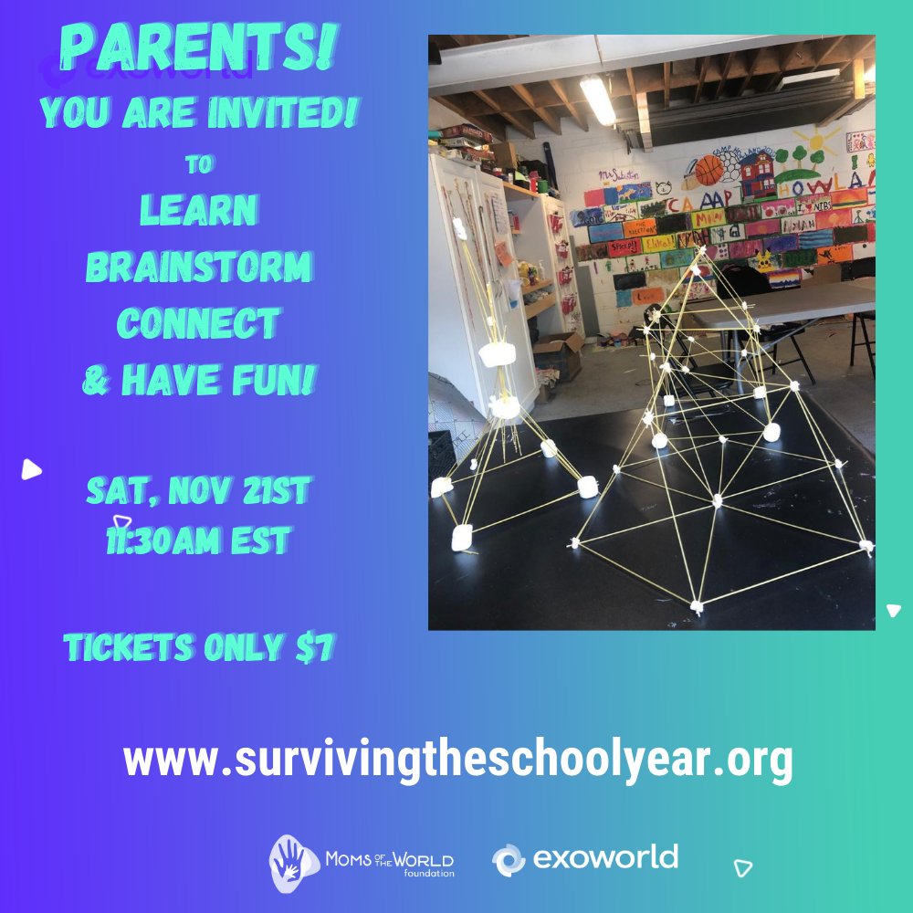 salimismail's tweet photo. Breathe. Brainstorm. Connect. Surviving the School Year is not a conference. It's interactive. Plenty of activities for parents &amp; kids. Sat, Nov 21st Tickets are only $7 USD https://t.co/TLfRB9z5dt #community #parenting #exoworld #stsy @24hrsReport @TheTorontoSun @LilySafrani https://t.co/uJBNFed0Rd