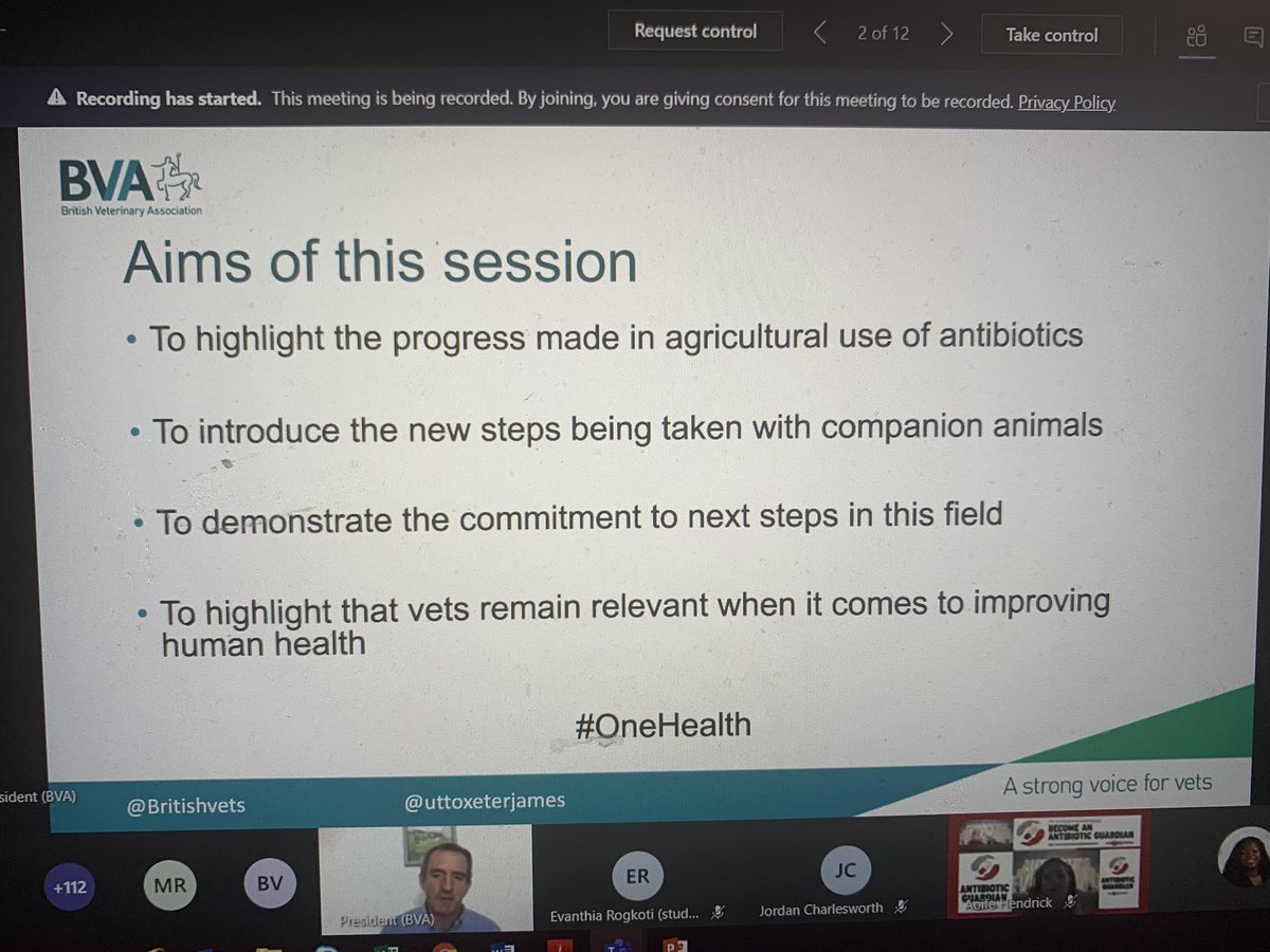 DrDianeAshiru's tweet photo. 1/2 #theNSAMRC #AntibioticGuardian has started. 1st session: Tackling #AntimicrobialResistance in human and animal health (#onehealth).@uttoxeterjames president of @BritishVets on progress in animal health incl reductions in use, importance of biosecurity, #VARSS & RUMA reports https://t.co/87xAGmKHmK