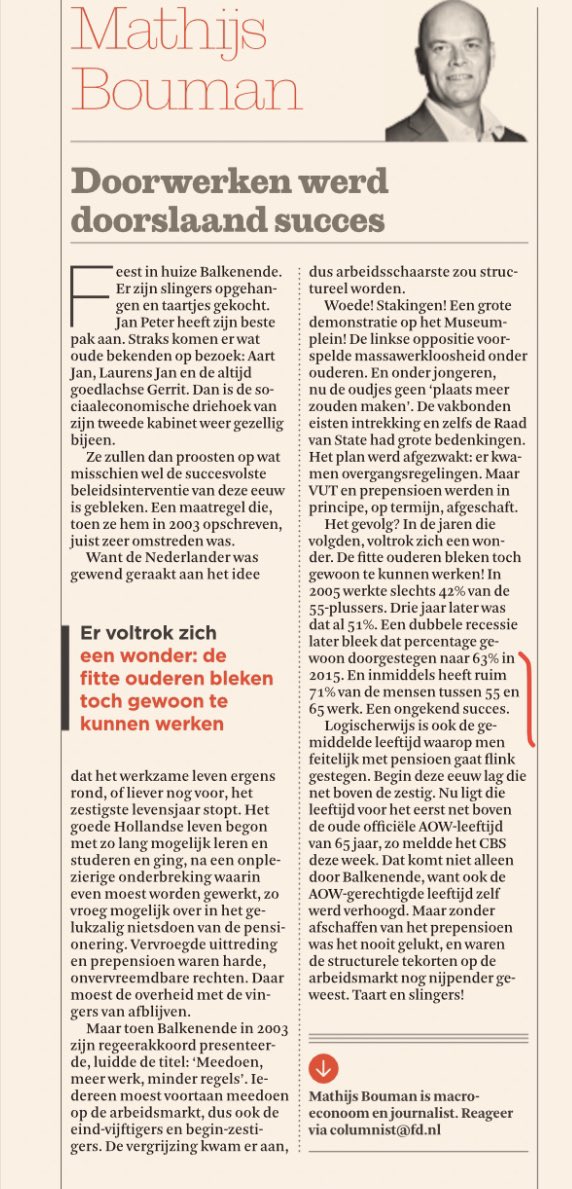 aaltjevincent's tweet photo. “...proosten op wat misschien wel de succesvolste beleidsinterventie van deze eeuw is gebleken. 
... 
inmiddels heeft ruim 71% van de mensen tussen 55 en 65 werk.”

@mathijsbouman 18-11-2020 @FD_Nieuws 
#solliciteren #arbeidsmarkt 💪🏻😀 https://t.co/O0v4U4lMFm