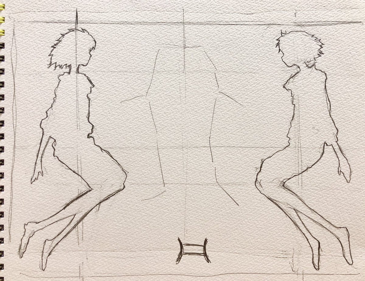 シルエットにそのときの感情や、個々の性格を出したい。#ラフ #線画 