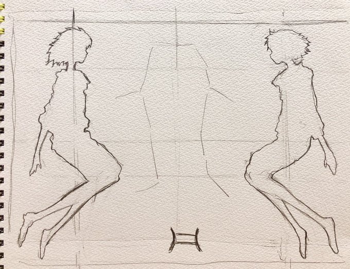 シルエットにそのときの感情や、個々の性格を出したい。#ラフ #線画 