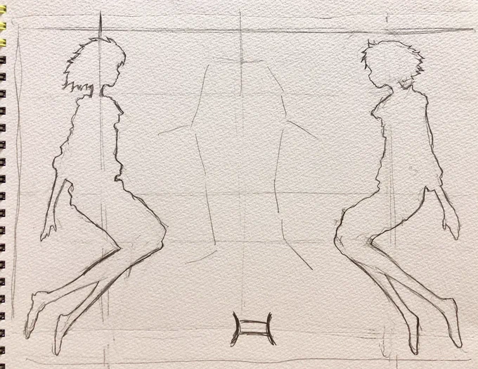シルエットにそのときの感情や、個々の性格を出したい。#ラフ #線画 