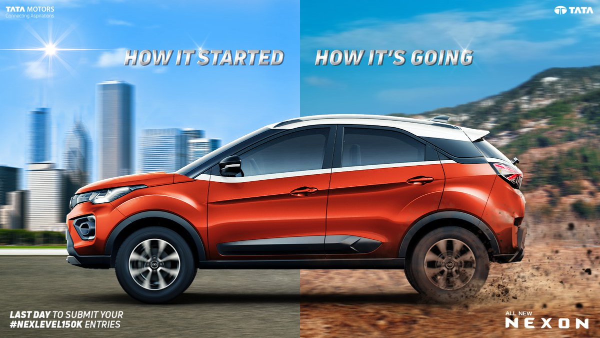 TATA_CARS's tweet photo. Last day to submit your #NexLevel150K entries, that shows how your Nexon journey started, and how it’s going today. Submit now and get a chance to win a cash prize worth ₹1,50,000, meeting KL Rahul, and more.

Check out the Nexon page for details on how to participate. https://t.co/FgMBnqtoBu