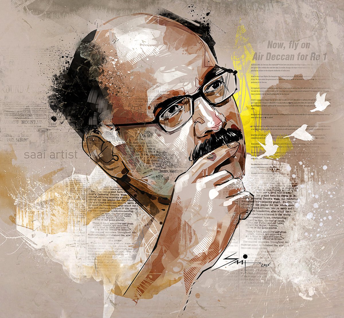 SaaiArtist's tweet photo. Digital Portrait of Captain GR Gopinath sir..
A common man, with an uncommon dream...
சூரரைப் போற்று!
@CaptGopinath 
@Suriya_offl 
@2D_ENTPVTLTD
@sikhyaent 
@gvprakash
@SudhaKongara
#SooraraiPottru  #SooraraiPottruOnPrime https://t.co/wbYcSnkMTG