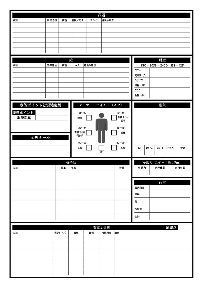なかむらさん 適合症例第x号 ウォーハンマーfrp4eの自作キャラクター シートが一応完成したので画像として上げてみた ここからさらに調整をかける なかむらさん 適合症例第x号 ウォーハンマーfrp4eの自作キャラクター シートが一応完成したので画像として上げてみた ここからさらに調整をかける