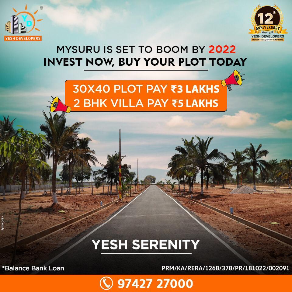 YeshDevelopers's tweet image. Mysore is Set to Boom by 2020.
Invest now, Buy RERA approved Plots and Villas today.

Call now to schedule a free site visit.  yesh.in 

#mysore #plots #villas #yeshdevelopers
